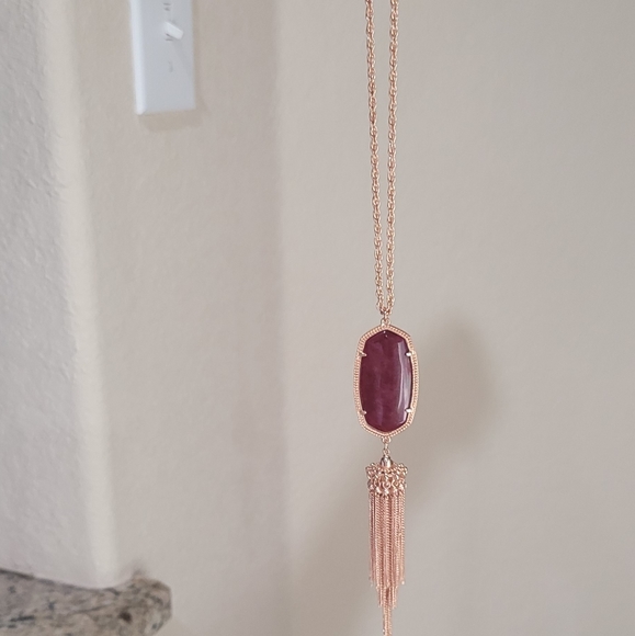 Kendra Scott Maroon Rose Gold Long Necklace Custom - Picture 9 of 13